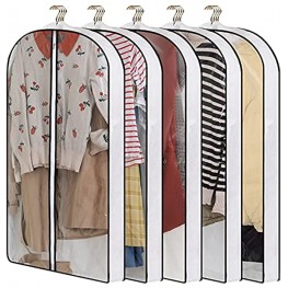 40 Garment Bags Wutrye Suit Bag with 4 Gussetes for Closet Storage Hanging Clothes Cover 5 Pcs Cover for Coat Jacket Sweater