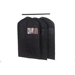 Amborido Garment Bags for Dresses Suits Includes Zipper and Transparent Window Black