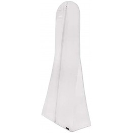 HANGERWORLD White Wedding Dress Garment Bag 72 inch Long for Gowns Storage Cover with Extra Wide Tapered Gusset