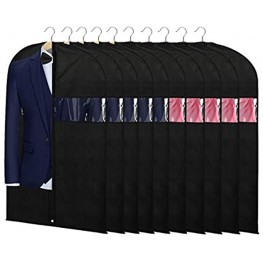 KEEGH Suit Bags Garment Cover Bag 40 Inch Set of 10 for Travel and Storage Keep Dress Shirts Coats Away from Hair with Zipper and Transparent Window
