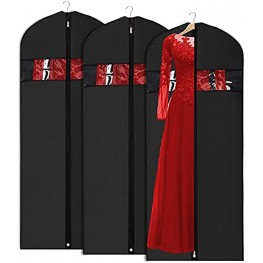 Univivi Garment Bag Suit Bag for Storage and Travel 60 inch Lightweight Sturdy Full Zipper Washable Suit Cover for Dresses Suits Coats Set of 3
