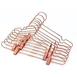 10Pack Koobay 17" Metal Hook Wire Rose Gold Copper Hangers with Clips Clothes Stroage Coat Hangers