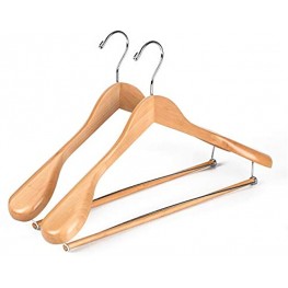 2 Quality Luxury Wooden Suit Hangers Wide Wood Hanger for Coats and Pants with Locking Bar Great for Travelers Heavy Duty2 Natural Finish