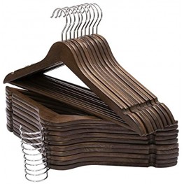 ELONG HOME Solid Wooden Hangers 30 Pack Wood Suit Hangers with Extra Smooth Finish Precisely Cut Notches & Chrome Swivel Hook Wooden Clothes Hangers for Shirt Coat Jacket Dress Walnut