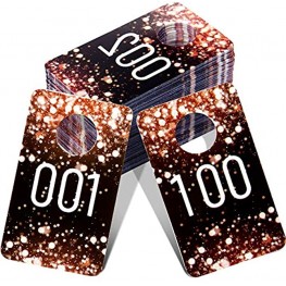 Jetec Live Plastic Number Tags Consecutive Live Number Tag Reusable Normal and Reversed Mirrored Image Number Tags for Live Hanger Cards for Clothes Champagne Gold 100