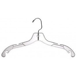 THE UM24 12 Pack Heavy Weight 17" Clear Crystal Plastic Cloth Hangers 12 Pack Suit or Coat Swivel Hook Hanger Clear Hanger