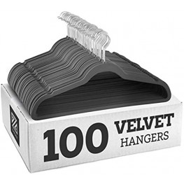 ZOBER Nonslip Velvet Hangers Suit Hangers 100-pack Ultrathin Space-Saving 360-Degree-Swivel Hook Strong and Durable Clothes Hangers Hold Up-to 10 lb for Coats Jackets Pants & Dress Clothes
