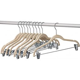Home-it 10 Pack Clothes Hangers with clips IVORY Velvet Hangers for skirt hangers Clothes Hanger pants hangers Ultra Thin No Slip