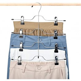 HOUSE DAY 4 Tier Pants Hangers Metal Skirt Hangers with Clips Closet Organizer Space Saving Trouser Hangers Multi Slack Skirt Hanger Durable 4-on-1 Hanger for Shorts Trouser Jeans Towels 3 Pack