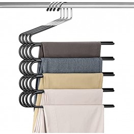 HuaQi Pants Hangers Space Saving Hangers for Closet Organizer Non Slip Closet Storage Organizer for Jeans Towels Scarves Black 4
