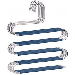 Pants Hangers Non Slip Space Saving Hangers 4 Pack S-Shape Trousers Hangers Stainless Steel Clothes Hangers Closet Organizer for Pants Jeans Scarf Trouser Tie Towel4 Pack Blue