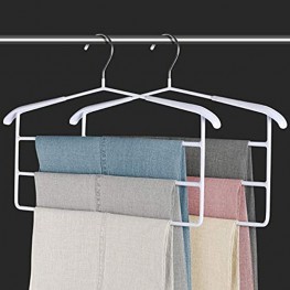 Pants Hangers Space Saving Hanger 3 Pack Jeans Trouser Non-Slip Hanger Clothing Closet Stainless Steel Rack Organizer for Tie Scarf Shock Jeans Towel Clothes Skirt