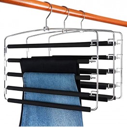 TOPIA HANGER Pants Hangers Slacks Hangers 3 Pack Swing Arm Slack Hanger Space Saving Non-Slip Foam Padded Closet Storage Organizer for Pants Jeans Trousers Skirts Scarf Black-CT27B