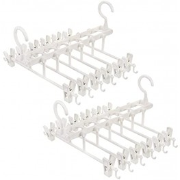 Tosnail 2 Pack Plastic Pants Skirt Hangers with Clips and Strap Hooks 6 in 1 Hanger Rack Space Saver for Closet Organizer White