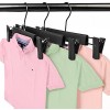 WEYANG Clothes Hangers Black Plastic Clothes Pants Hangers with 2-Adjustable Anti-Rust Clips Skirt Hangers and 360 Rotatable Hook Trousers Jean Hangers Pack of 10