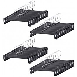 Tosnail 40 Pack 12 Inch Black Plastic Skirt Pants Hangers with Non-Slip Big Clips and Swivel Hook