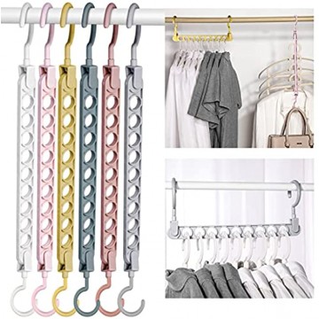 Closet Organizers and Storage Pack of 6 Multifunctional Closet Organizer Magic Space Saving Hangers with 9 Holes for Wardrobe Heavy Clothes,Shirts,Pants,Dresses,Coats，Bag