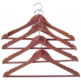 Household Essentials 26140 CedarFresh Red Cedar Wood Clothes Hangers with Fixed Bar and Swivel Hook Set of 4