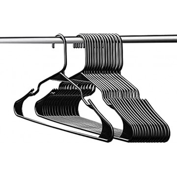 Jersow Plastic Hangers Clothing Hangers Durable Tubular Shirt Hangers Coat Hangers Slim&Space Saving Heavy Duty Clothes Hangers Ideal for Laundry & Everyday Use Black 50 Pack