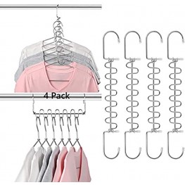 KLEVERISE 4 Pack Space Saving Hangers 12 Slots Stainless Steel Clothes Hangers Magic Cascading Hangers Closet Space Savings Organizer
