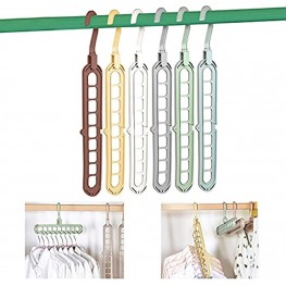 WALL QMER Magic Space Saving Clothes Hangers 6 Pack Sturdy Closet Organizers and Storage with 9-Holes for Wardrobe Heavy Clothes Shirts Pants Dresses Coats