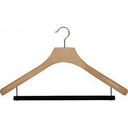 Deluxe Wooden Suit Hanger with Velvet Bar Natural Finish & Chrome Swivel Hook Large 2 Inch Wide Contoured Coat & Jacket Hangers Set of 12 by The Great American Hanger Company