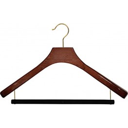 Deluxe Wooden Suit Hanger with Velvet Bar Walnut Finish & Brass Swivel Hook Large 2 Inch Wide Contoured Coat & Jacket Hangers Set of 24 by The Great American Hanger Company