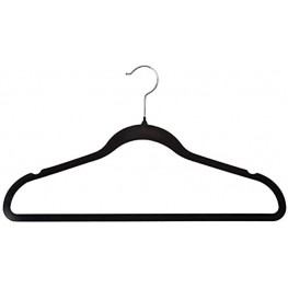 HOMZ Flocked Non Slip Ultra Slim Swivel Neck Black 10-Count Velvet Suit Hanger Piece