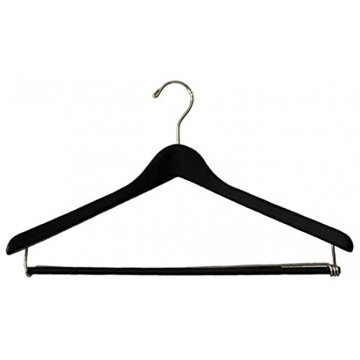 NAHANCO 2217CHPB Extra Thick CONCAVE Suit Hanger 17 Black Gloss Pant BAR with Chrome Hook Pack of 40