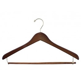NAHANCO 70-19GH 19" Concave Suit Hanger with Walnut Finish and Gold Hardware Pack of 100