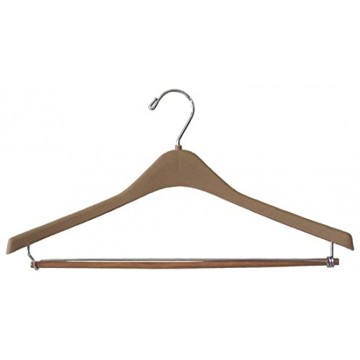 NAHANCO 8518RH Tan 17 Concave Sturdy Plastic Suit Hanger with Round Hook Pack of 100