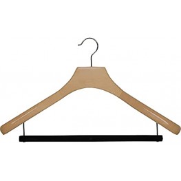 The Great American Hanger Company Deluxe Wooden Suit Hanger with Velvet Bar Large 2 Inch Wide Contoured Hangers with Natural Finish & Chrome Swivel