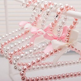 Bueer 5 Pack Pearl Beads Metal Elegant Rosette Clothes Hangers For Kids Children Pet Dog Pink