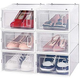 AJP Distributors 6 Collapsible Stackable Shoe Organizer Racks for Closets and Entryway Shoes Storage Cabinet Storage Bins Men Women Kids Guest Sneakers Clear Plastic Boxes Lids Small Medium Or Large