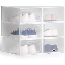 ASKITO Shoe Boxes Clear Plastic Stackable Shoe Storage Boxes Shoe Container Organizer Shoe Case for Mens Women Shoes 6 Pack White