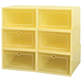 M-shop Stackable Shoe Box Womens Mens Shoe Storage Boxes Plastic Stackable Shoe Box Set of 6 Yellow