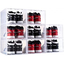 SOGOBOX Drop Front Shoe Box,Set of 8,Foldable Stackable Plastic Shoe Box As Shoe Box Storage Containers and Shoe Organizer Containers with Lids for Women Men Fit up to US Size 1213.8”x 9.84”x 7.1”