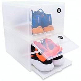 Stackable Shoe Storage box Plastic Shoe Organizer and Container with Sliding Tray comes in 2 boxes for Shoes and Sneaker with Clear Front Lids for Easy Push and Pull for Opening and Closing