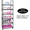 Easyhouse 6 Tier Tall Shoe Rack for Closet Entryway Metal Sturdy Shoe Shelf Storage Organizer Vertical Small Space Large Capacity for 12-16 Pairs of Shoes