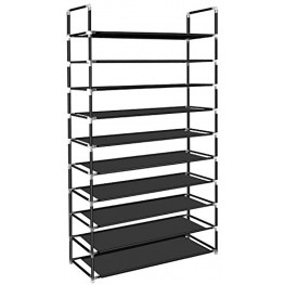 ERONE Shoe Rack Organizer  Tall Shoe Storage for Closets Non-Woven Fabric Metal Sturdy Shoe Shelf Tower Cabinet for Entryway Black 10 Tier