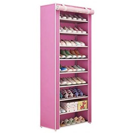 JK furniture 10-Tiers Pink Memories Shoe Organizer Portable Shoe Rack Zipper Curtain Storage Cabinet Shoe Tower Shelves