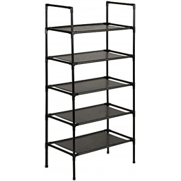 MAYHALIN Small Shoe Racks 5-Tier Narrow Kids Shoe Racks Vertical Tall Sturdy Standing Shoe Shelf Storage for 10 Pairs Zapateras Organizer for Shoes with Non-woven Layer for Entryway Closet Black