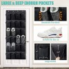 2 Pack Over the Door Shoe Organizers,Hanging Shoe Holder with 24 Durable Large Thickened Mesh Pockets,8 Hooks Mesh Shoe Storage Rack Organizer for Closet Bathroom Bedroom Pantry（59 x 21.6 inch,Black