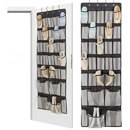 ASKITO Over The Door Shoe Organizer,27 + 4 Large Mesh Pockets Hanging Shoe Storage,Upgraded Oxford Fabric Black 1 PACK