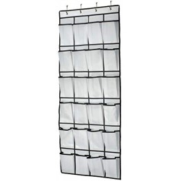 Shoe Organizer Hanging Over the Door 24 Large Mesh Pockets Shoe Storage with 4 Hooks for Bedroom Closet 59 X 21.6 WHITE