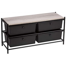 East Bank Designs 4-Drawer Storage Shelf Matte Black with Wood Grain Laminate Top