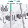 Broom and Mop Holder Wall Mount Broom Organizer Stainless Steel Broom Hanger Wall Mounted Tool Storage for Laundry Room Garden Garage Closet Kitchen2Pack 4 Racks 5 Hooks