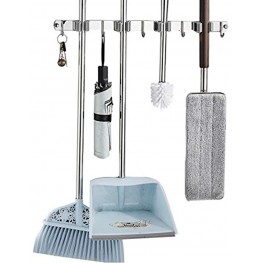 Broom Holder Wall Mount Broom Organizer Wall Mount Broom Mop Holder Stainless Steel Broom Holder Storage Organizer for Brooms and Mops 4 Rack 5 Hook 19.6 inch