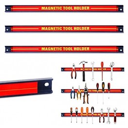 ERGOMASTER 3 Pcs 18 Magnetic Tool Holder Bar Organizer Storage Rack for Garage Workshops Mounting Screws Included