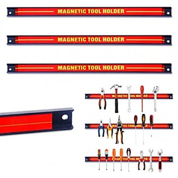 ERGOMASTER 3 Pcs 18" Magnetic Tool Holder Bar Organizer Storage Rack for Garage Workshops  Mounting Screws Included